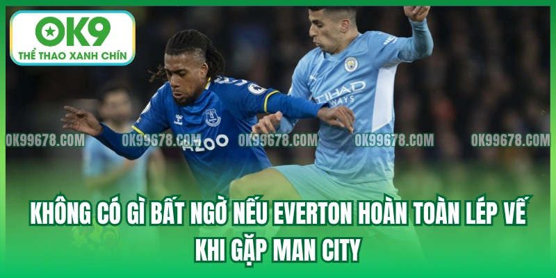 Không có gì bất ngờ nếu Everton hoàn toàn lép vế khi gặp Man City